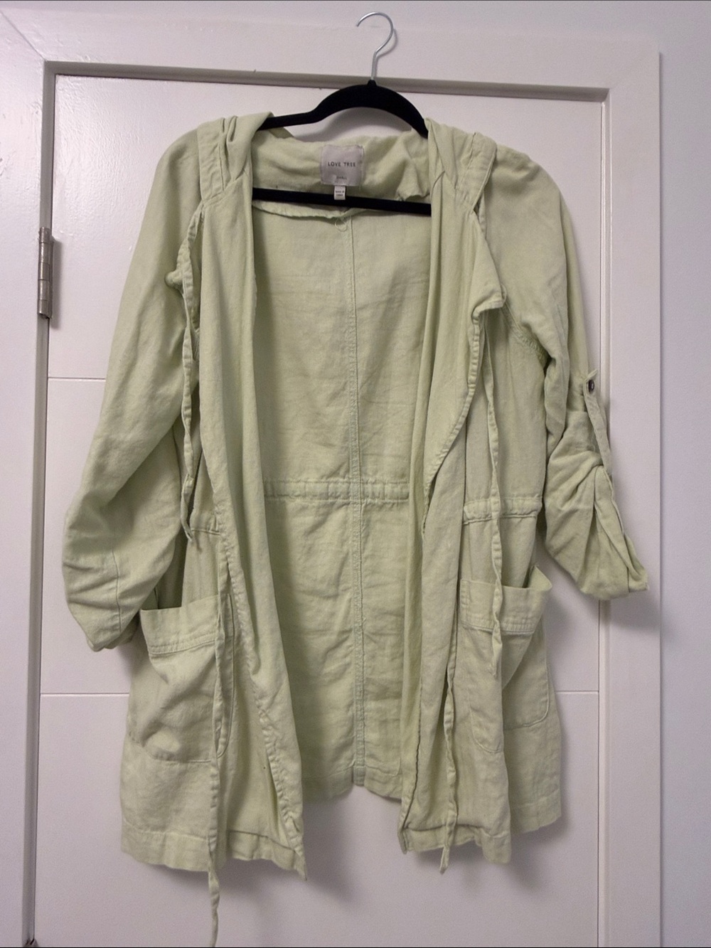 Love Tree Pale Green Hooded Utility Jacket for Women
